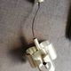 Chandelier stainless steel suspension 3 lamps space age vintage 60 70