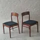Pair of Henning Kjaernulf teak dining chairs sea blue-green, Denmark 1960s