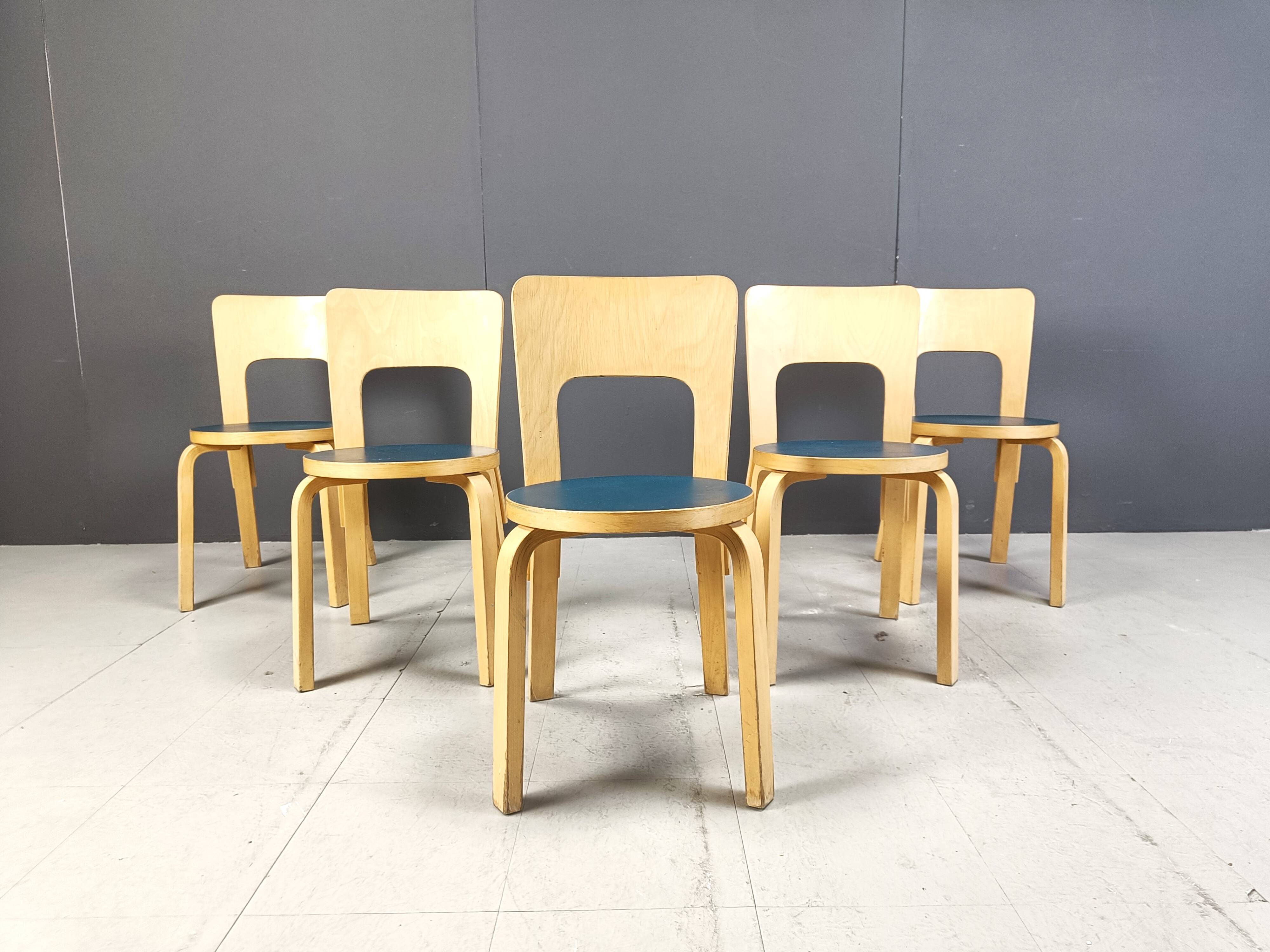 Model 66 dining chairs by Alvar Aalto for Artek, 1960s