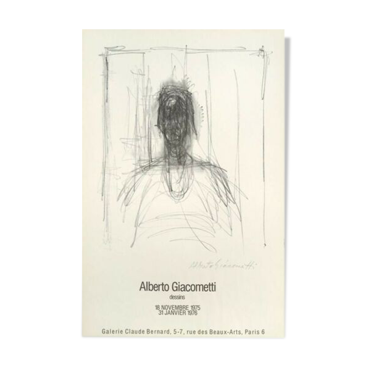 Lithograph offset of a drawing, Alberto Giacometti 1975
