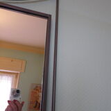 Designer mirror with gray metal surround 89x37cm