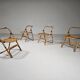 Set of 4 Dal Vera bamboo folding chairs, brass details, Italy, 1960s.