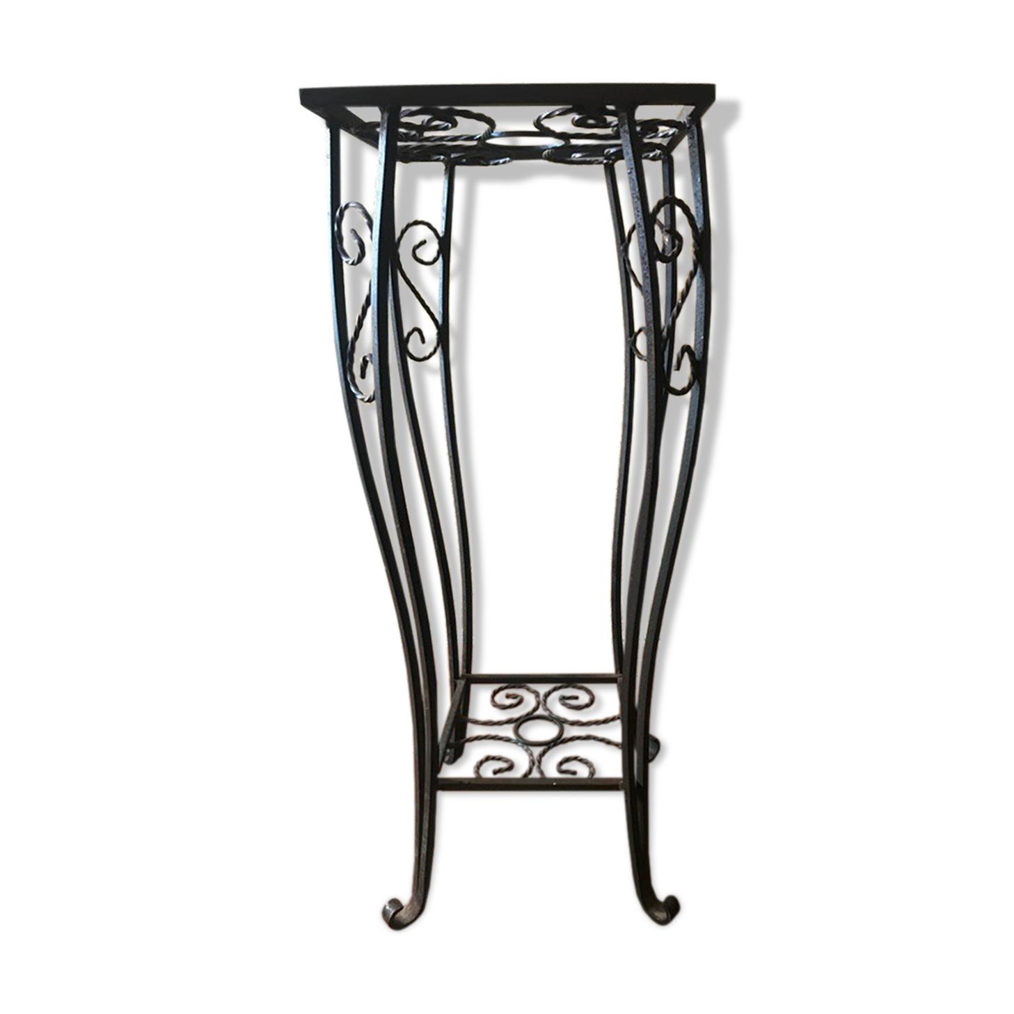 Wrought iron plant holder shelf