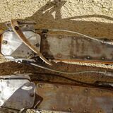 Pair of old wooden skis and metal bindings altiere