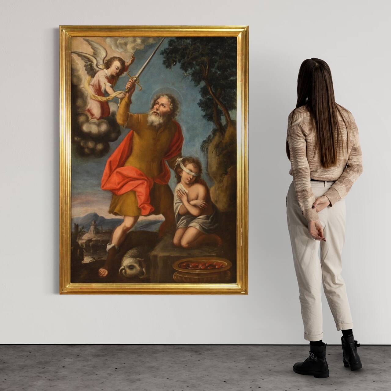 Religious painting from the 17th century, Sacrifice of Isaac
