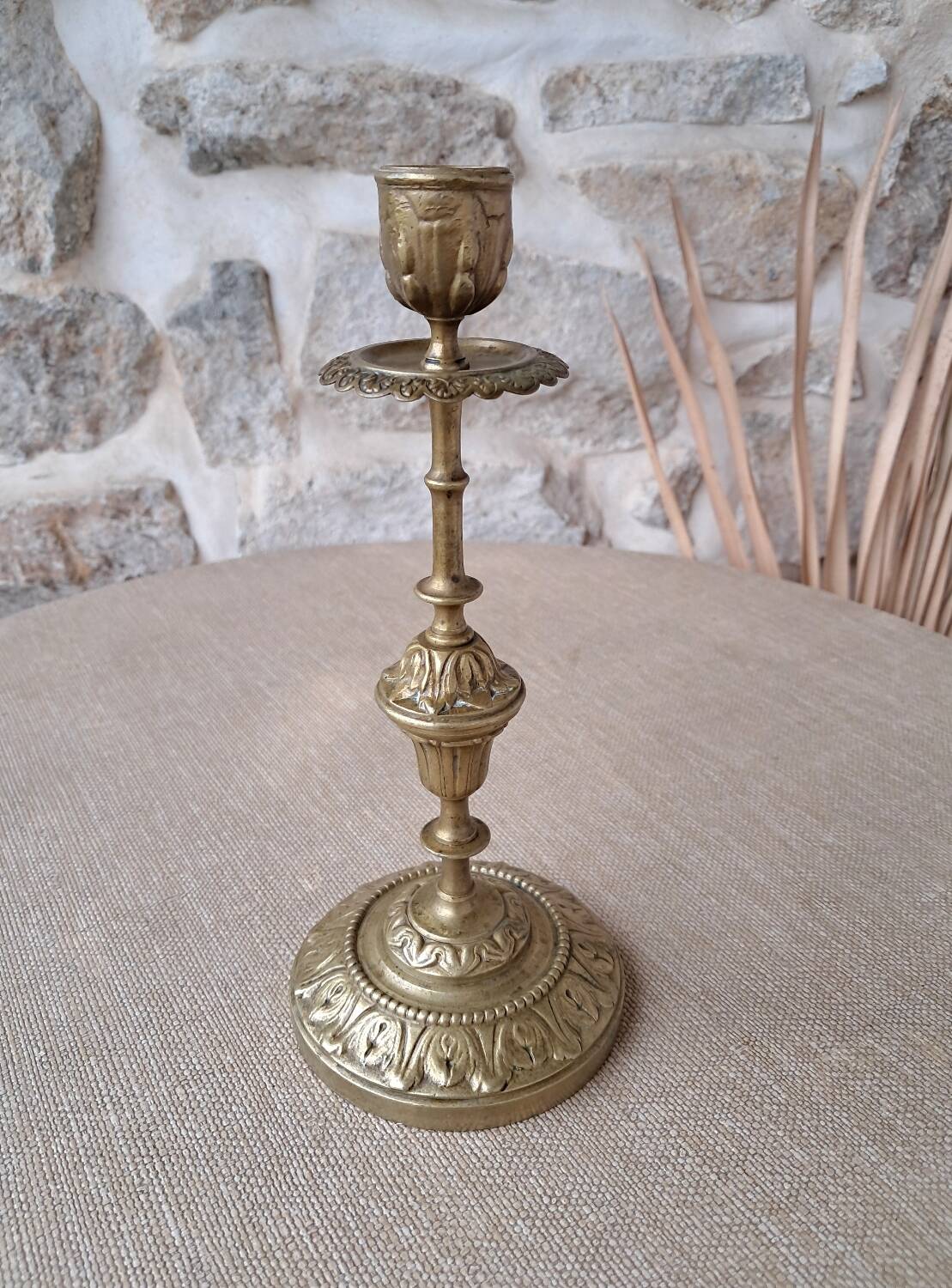 Antique brass candle holder
