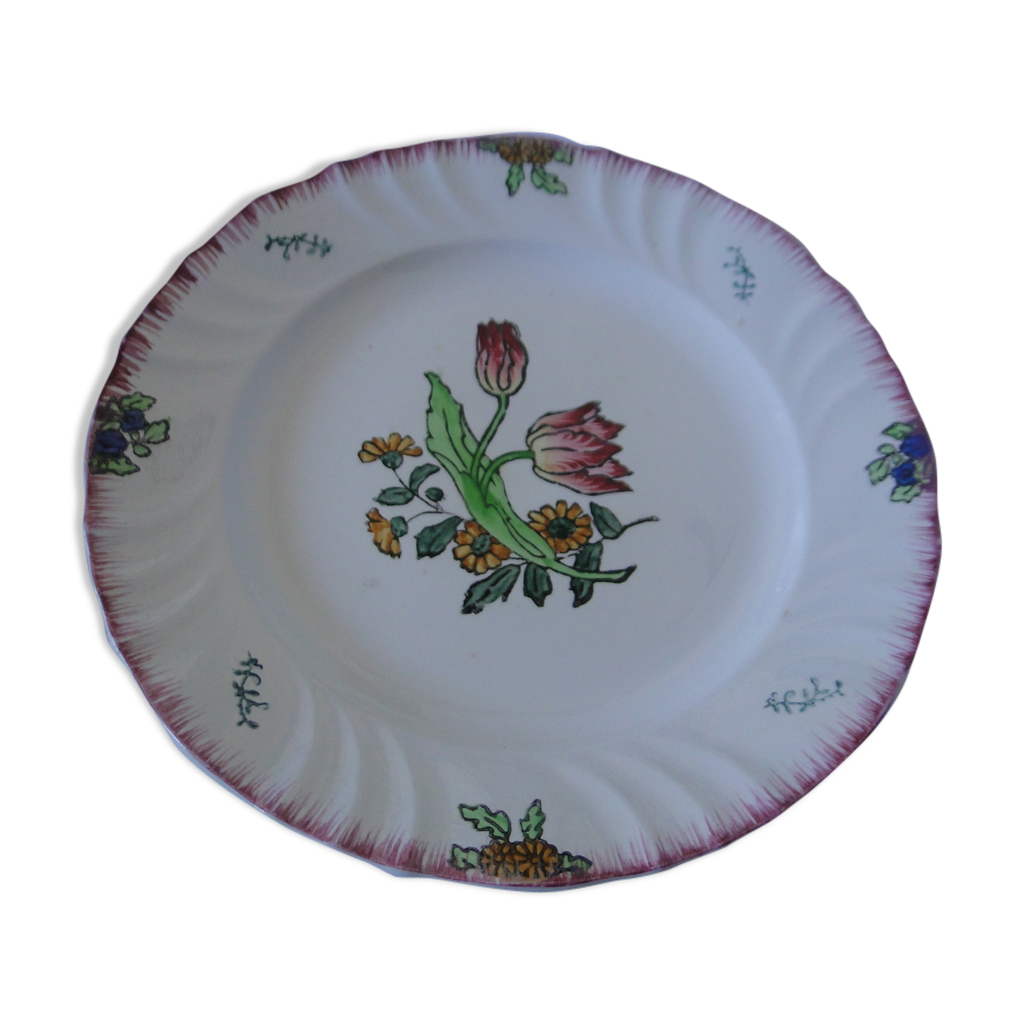 Dish old round faience longwy model marseille