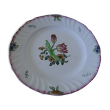 Plat ancien  rond faience  longwy modèle marseille