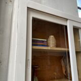 Library showcase ivory white sliding doors