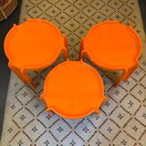 Set of 3 orange nesting tables from Kartell
