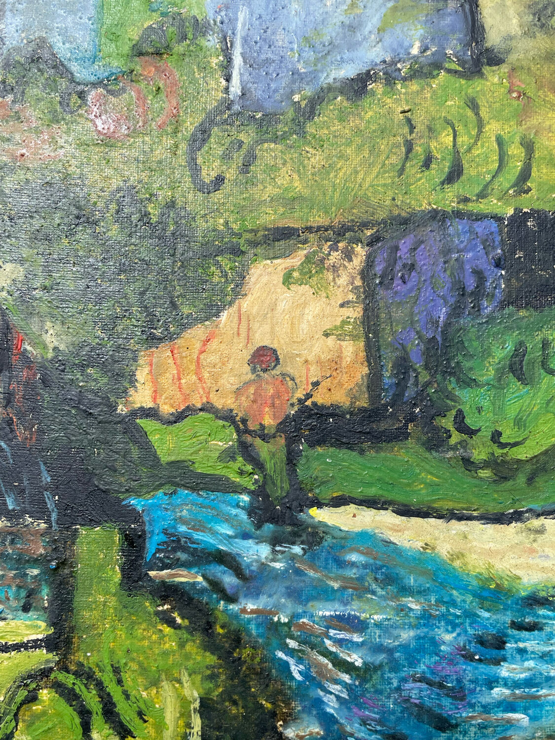 Table painting old landscape Saint Cloud expressionist