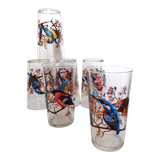 Set of 6 orangeade glasses seriographed "Birds"