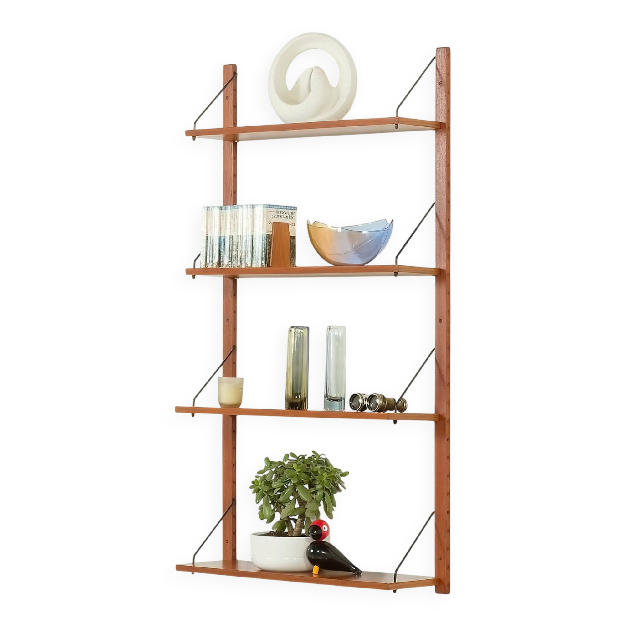 Danish teak shelving unit, set of 4 shelves, 1970s
