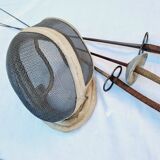 Vintage French Fencing Mask and 3 Swords (Sabre, Sabre or Foil) by L. Carré París