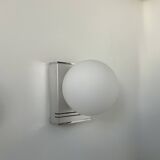Vintage wall lamp, chrome and opaline, France 1970