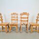 Dutch Brutalist Dining Chairs with Ladder Backrests in Oak, 1960s, Set of 4