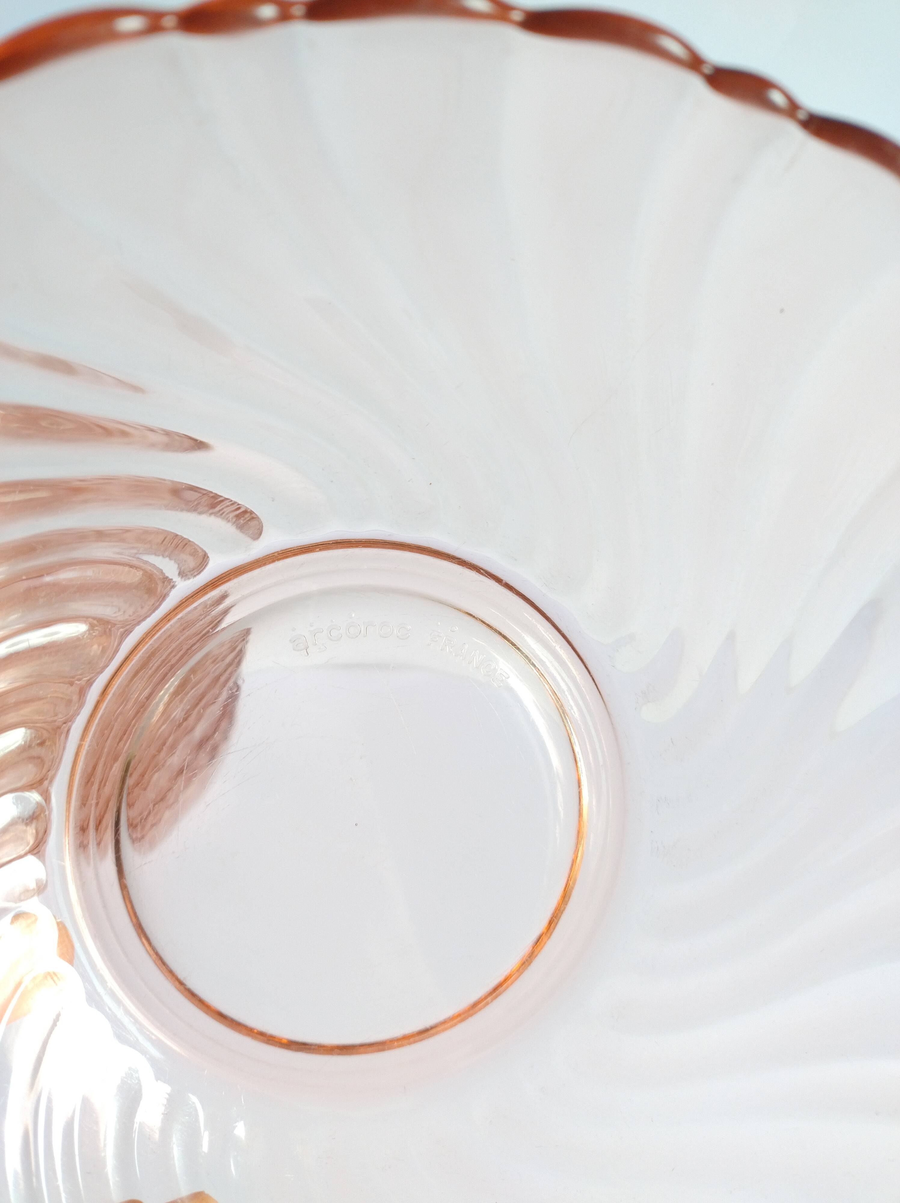 Set of 6 bowls and a salad bowl in Arcoroc Rosaline Vintage glass