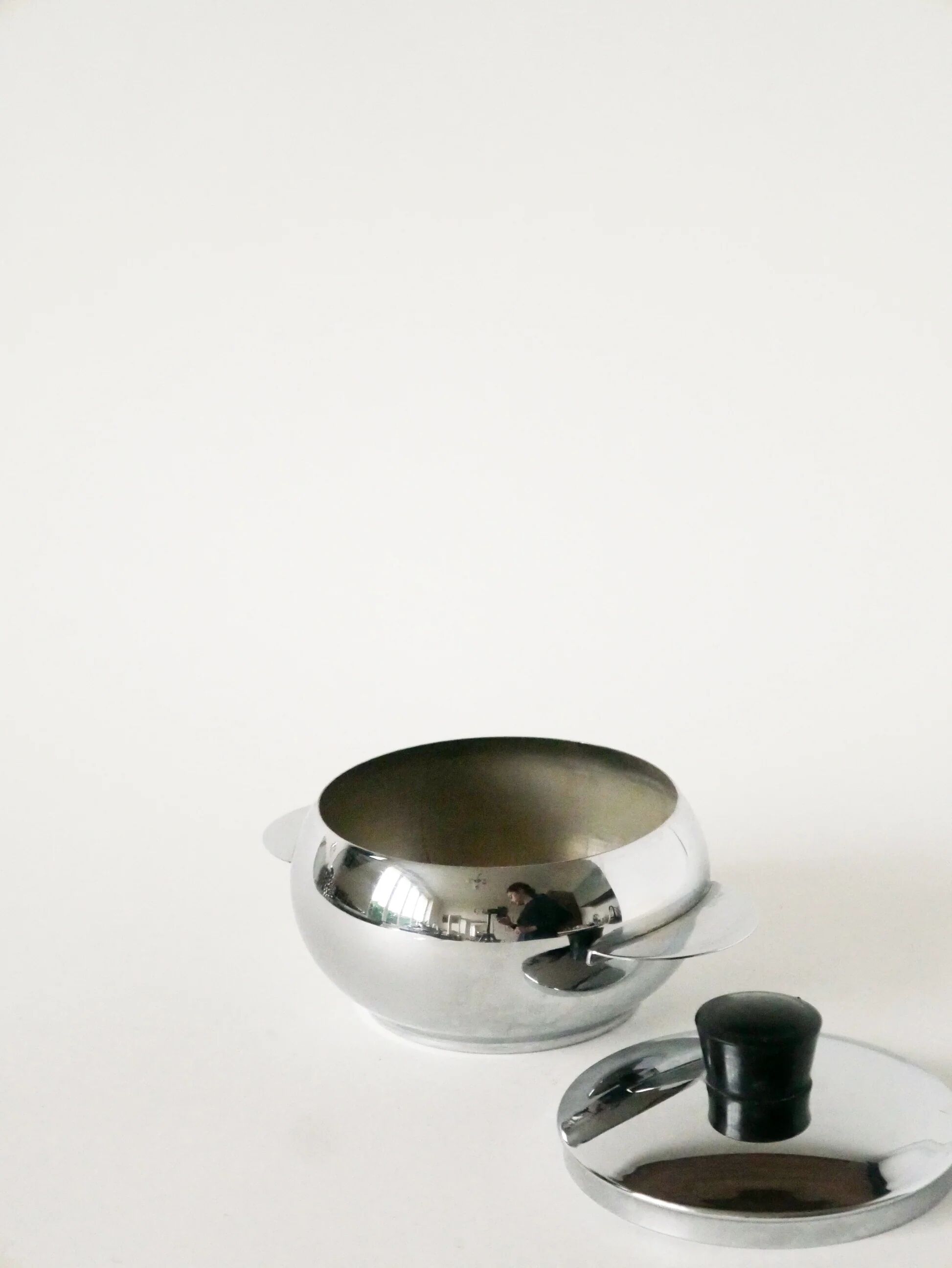 Small stainless steel sugar bowl, 1970