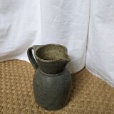 Blue glazed stoneware pitcher