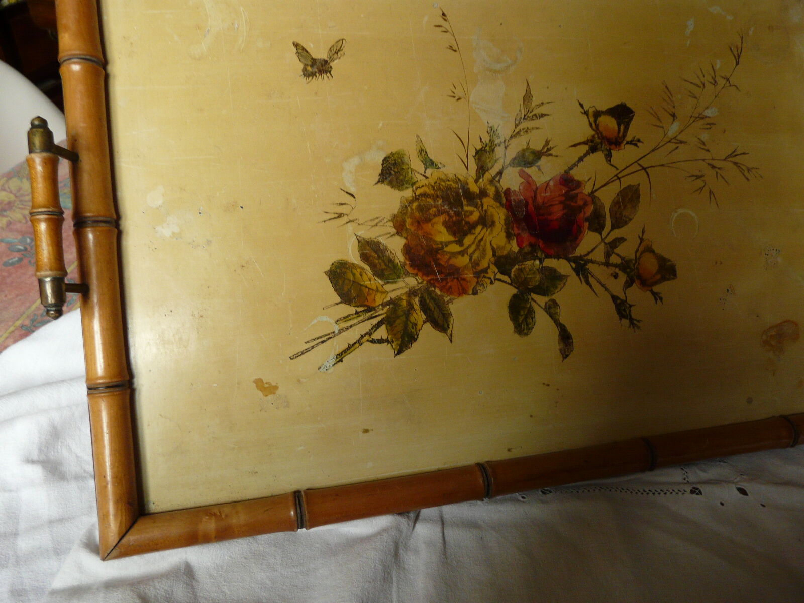 Large napoleon III bamboo floral decoration