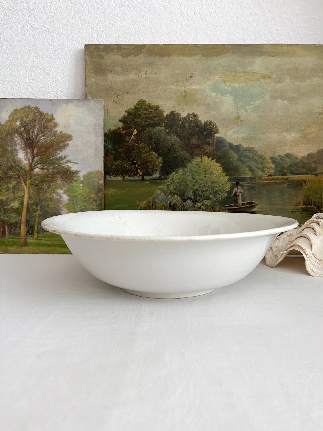Antique ironstone salad bowl from Creil and Montereau