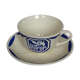 Ancienne tasse et soucoupe K&G Luneville - Motif pochoir fruits bleus géométrique