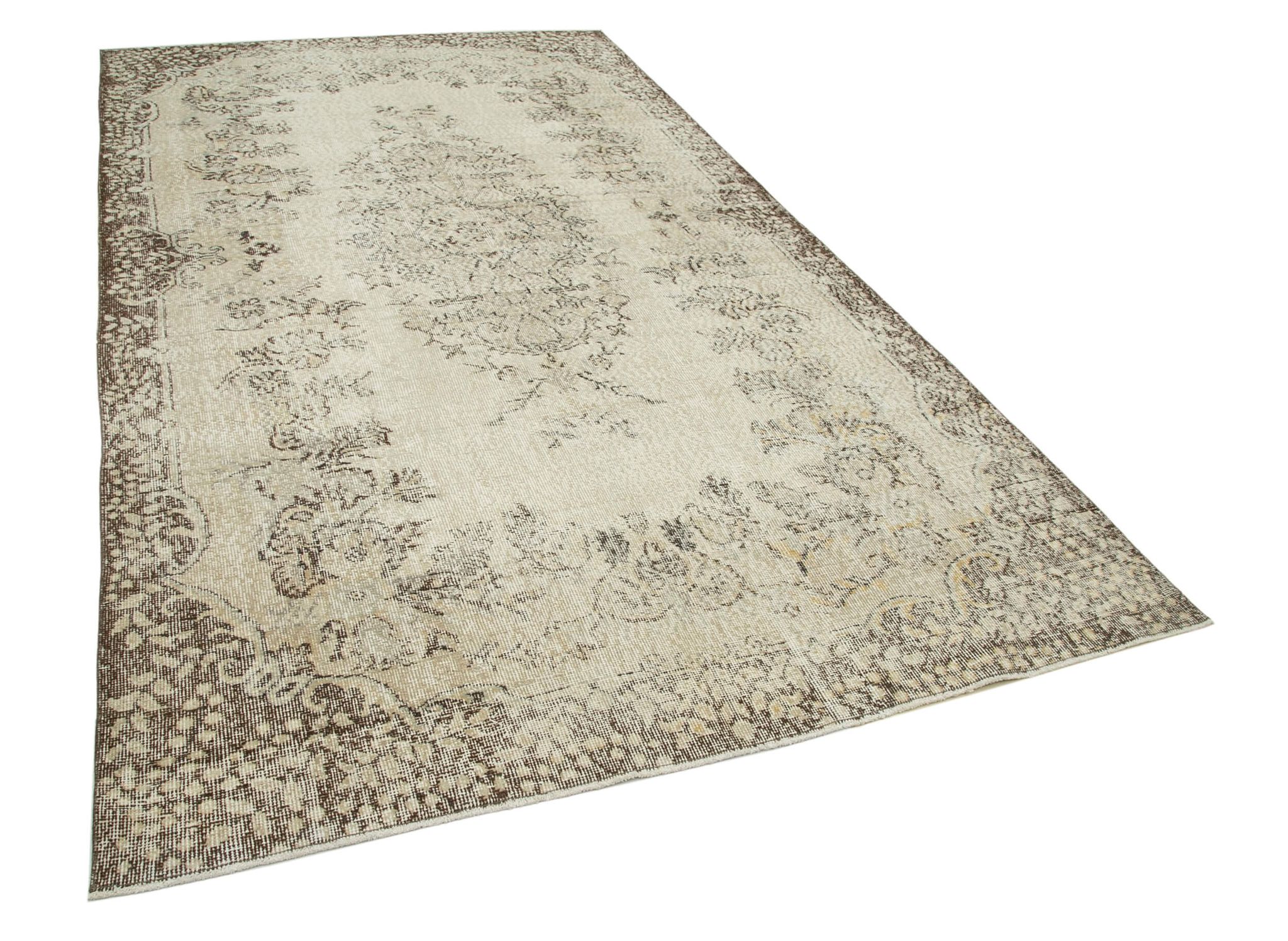 Anatolian handwoven antique 1980s beige rug 181 cm x 320 cm