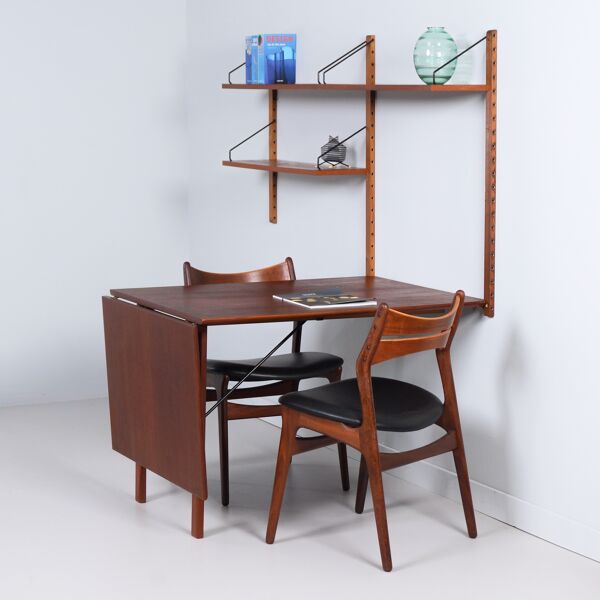 Système mural Royal avec bureau par Poul Cadovius pour Cado, années 1960 – Teck, pliable