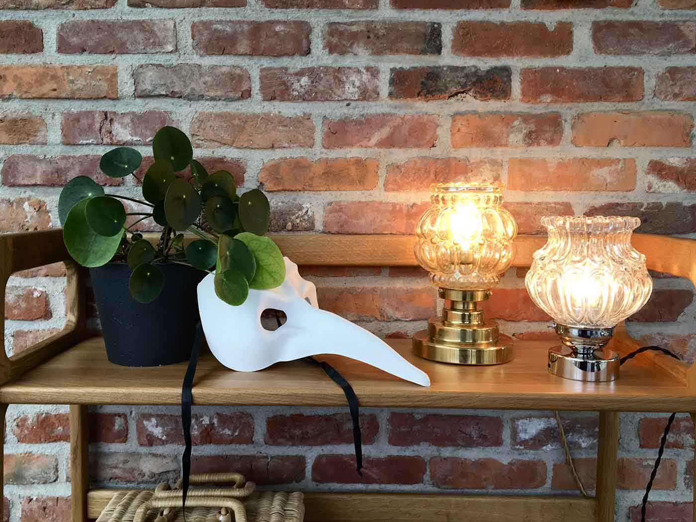 New table lamp with old Art Deco glass lampshade