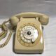 Old white dial phone beige dial, earphone, vintage velvet cover