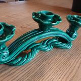Vallauris 3-light candleholder in green earthenware