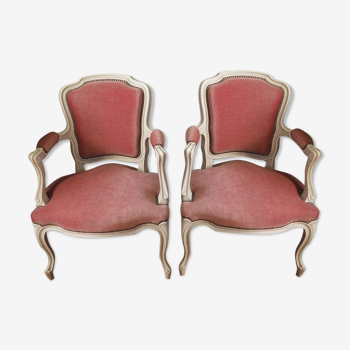 Set de 2 fauteuils cabriolet de style Louis XV