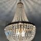 Lustre Montgolfière en laiton à pampilles