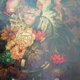 Tableau ancien Bouquet de fleurs huile sur toile nature morte 19ème siècle