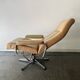 Mid-Century Scandinavian Leather Reclining Lounge Chair Chrome frame 1960s-