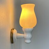 Vintage painted wood and opaline wall lamp, France, 1980