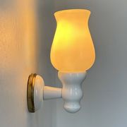 Vintage painted wood and opaline wall lamp, France, 1980
