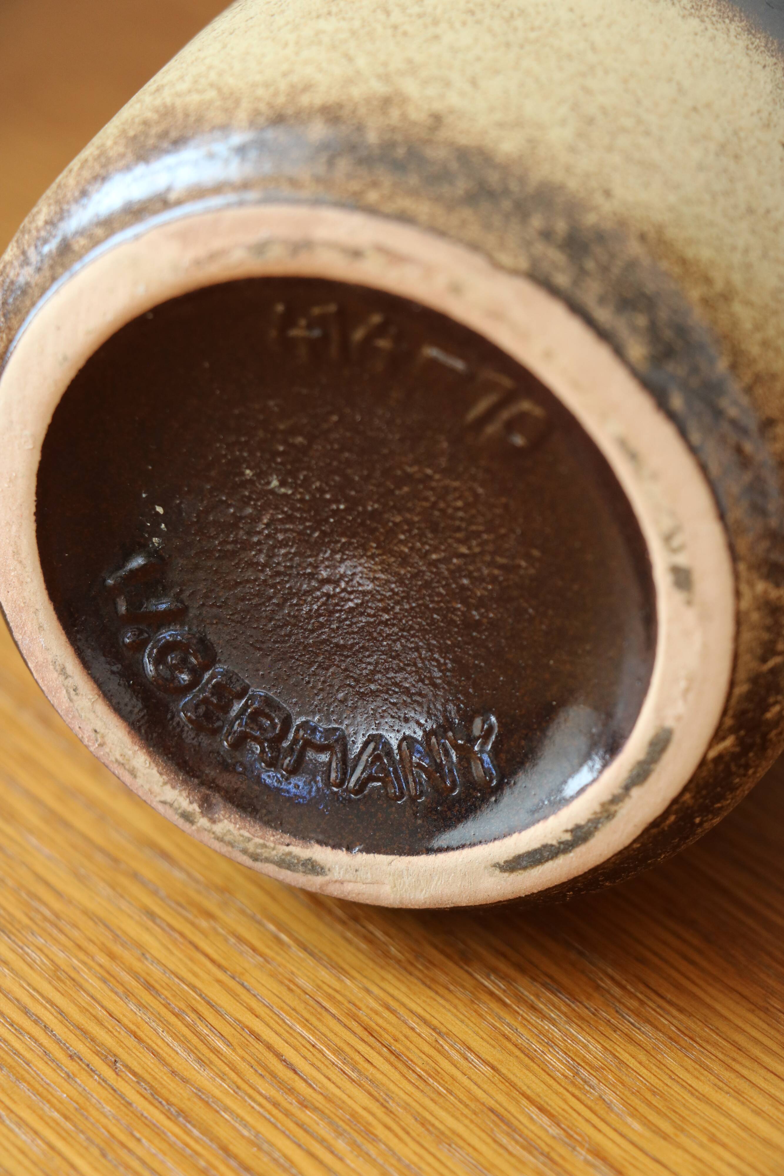 Pair of West Germany vases, olive green, stoneware