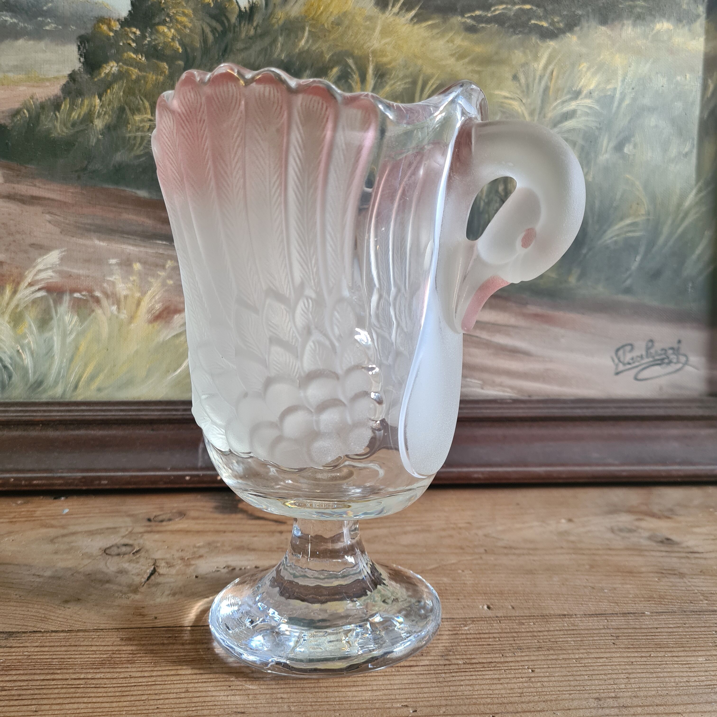 Pink swan crystal cut walther glas