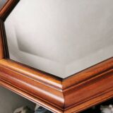 Vintage wooden mirror with 70s 80x40cm cut glass