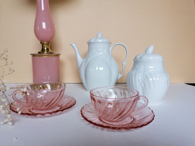 5 cups cappuccino glass pink arcoroc