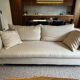Beige linen sofa and armchair with stain-resistant treatment