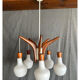 Lustre vintage en teck et opaline