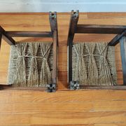 Pair of handcrafted stools from Friuli in carved wood, Italy, circa 1960.