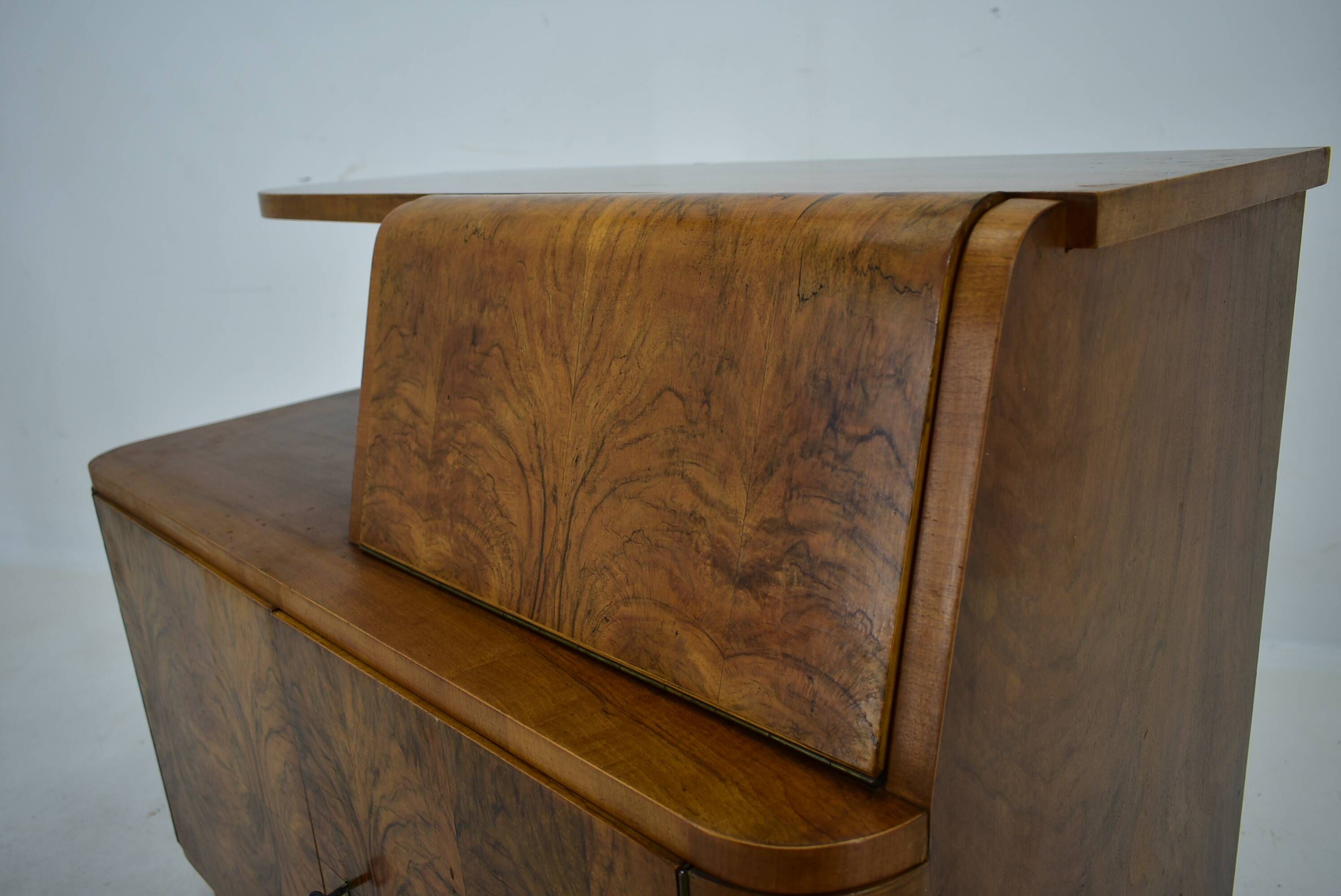 Art Deco cabinet from 1940 made of walnut for UP Závody, Czechoslovakia.