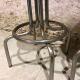 Pair of chrome metal bar stools