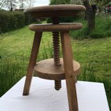 Industrial vintage wooden screw stool