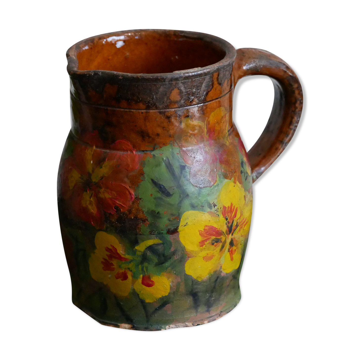 Hand-painted terracotta pitcher/pot