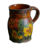 Hand-painted terracotta pitcher/pot