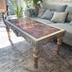 Baroque style coffee table colored glass